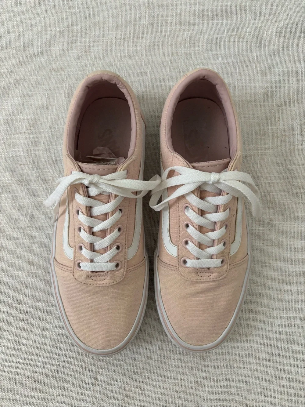 Vans Old Skool Low Top Canvas Sneakers Pink White 9